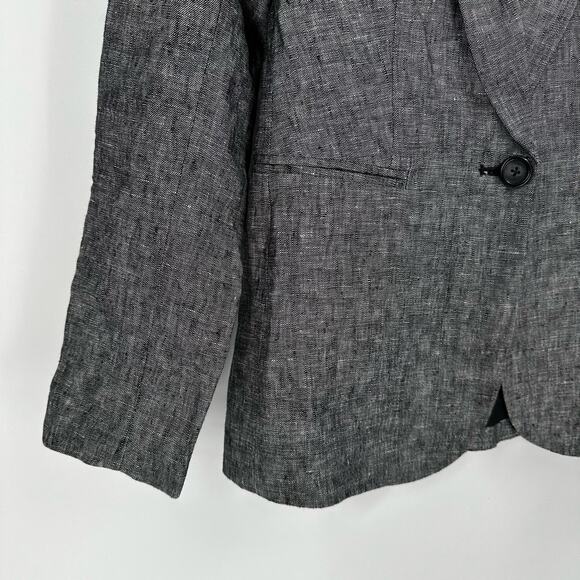 J. Crew Black Chambray Linen Blazer Gray Size 0 One Button - Picture 2 of 10